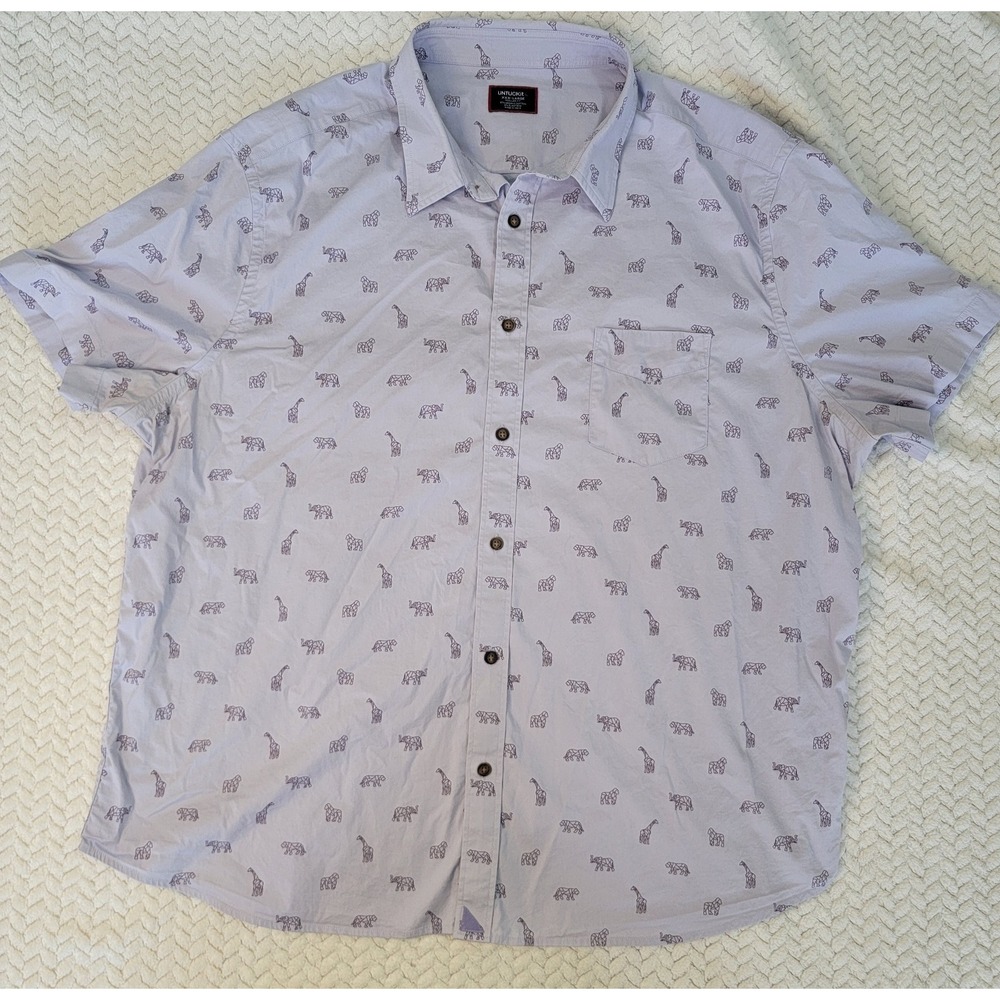 UNTUCKit XXXL Organic Cotton Button Down Shirt Mens  Short Sleeve Purple